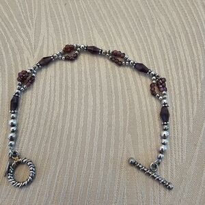 .925 Sterling Silver Bracelet w/Purple Beads
